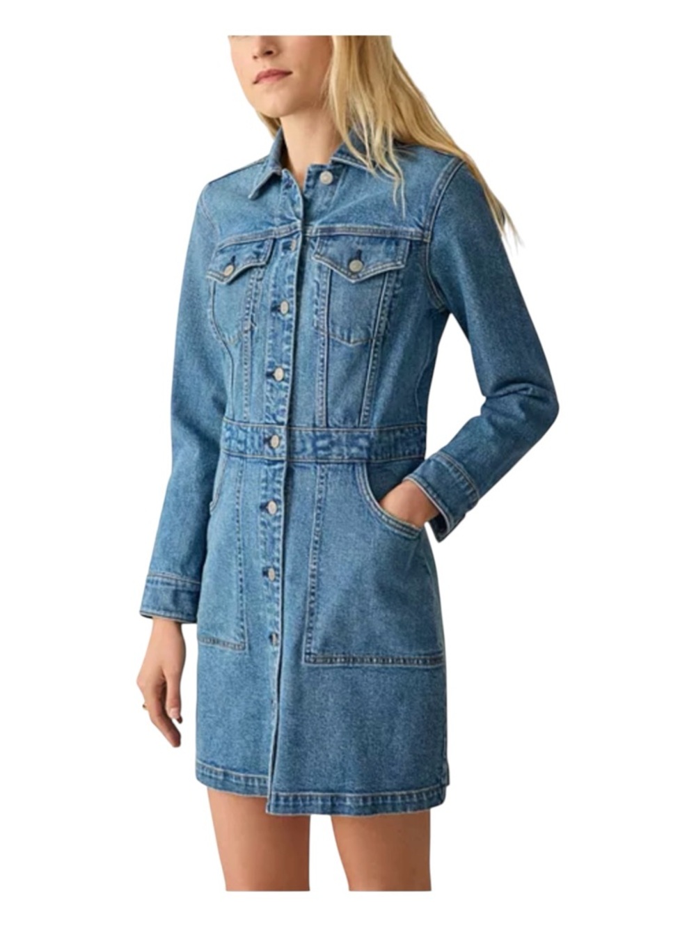 FAHERTY Michelle Denim Mini Shirtdress